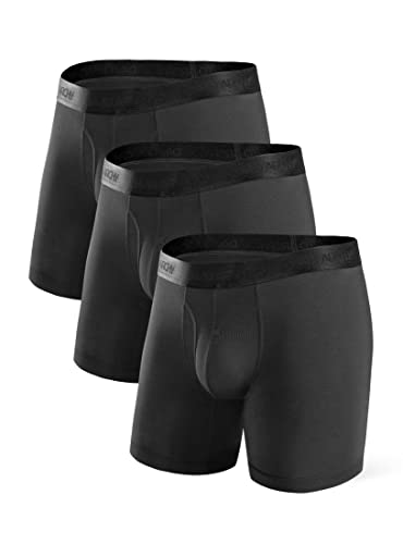 DAVID ARCHY Men's Breathable Boxer Briefs Bamboo Rayon Soft Underwear with Fly in 4 Pack