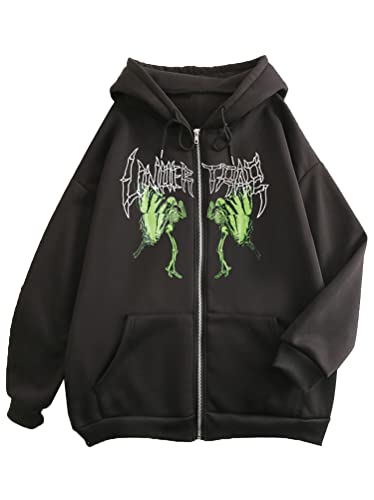 Tomwell Y2K Jacke Damen Oversized Hoodie Winter Pullover Casual Bedrucken...