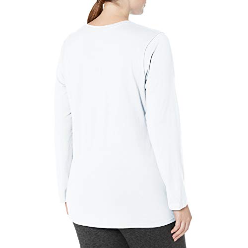 Just My Size Women's Plus Size Vneck Long Sleeve Tee, White, 2X