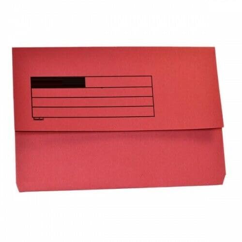 Foolscap Document Wallets 285gsm, Assorted Colours, Pack of 10 Folders (Red)