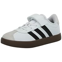 adidas Unisex-Kids VL Court 3.0 Elastic Lace, White/Black/Grey, 2.5