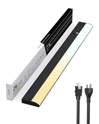 Hardwired Under Cabinet Lighting, 24 inch LED Under Counter Lights for Kitchen, CRI 97, 120V, 16W, 1400Lm 3CCT Dimmable Linkable Under Cabinet Lights with Power Cord and Linked Cord, Black