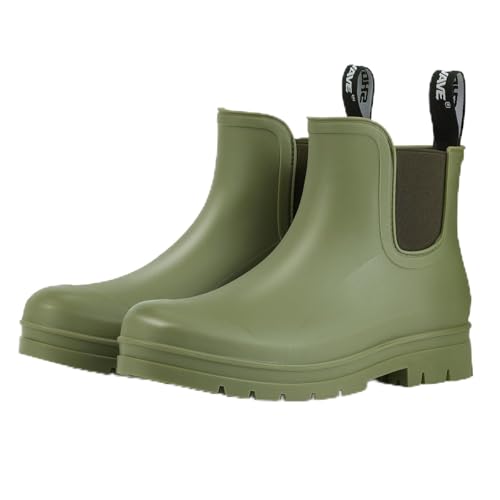 Showave Ankle Rain Boots Women Garden Booties Waterproof Slip on Rubber Boot Lightweight, Olive Size 9