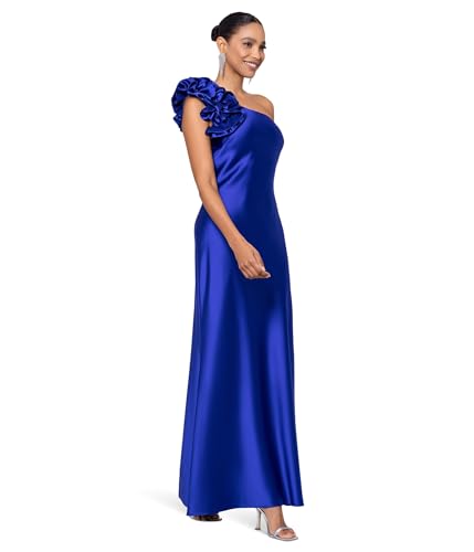Xscape Women's THS Long Satin is Sure to Be a Showstopper at Any Event with The Carefull Crafter Ruffle Shoulder3