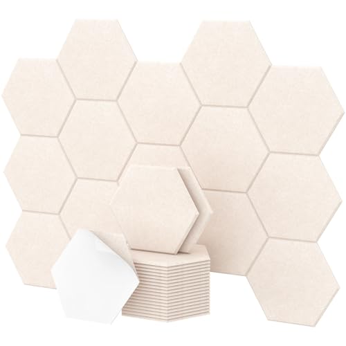 TONOR sechseckige Akustikpaneele mit hoher Dichte, 30,5 x 25,4 x 1 cm, schalldichte Wandpaneele, schallabsorbierende Paneele für Innenwanddekoration, abziehen und aufkleben, modern für Studio, Büro