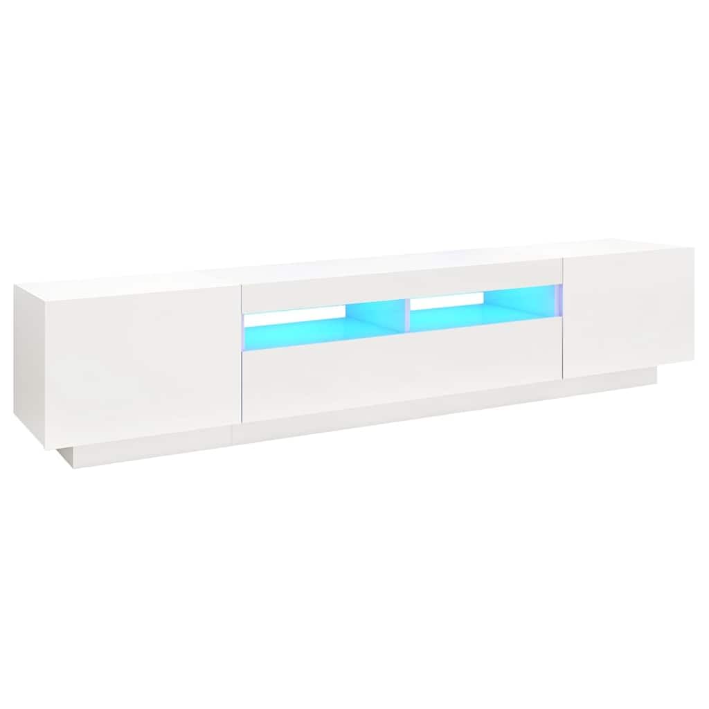 Moderno con luces LED RGB para salón estándar Blanco 100x35x40 cm | Mueble para TV con Luces LED RGB Blanco 100x35x40 cm Soporte Televisor Moderno con Estantes para Sala de Estar y Dormitorio