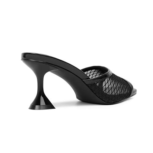 Image of vivianly Womens Square Open Heels Sandals Slip on Heeled Slides Mules for Party Daily Wear