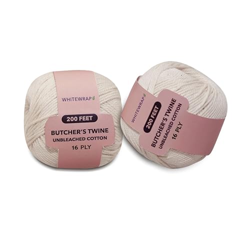 Cuerda de cordel para Navidad, cuerda de cocina para carniceros para pavo, preparación de carne y alimentos, apto para horno, manualidades de cocina de panadería, alambre de algodón natural pesado