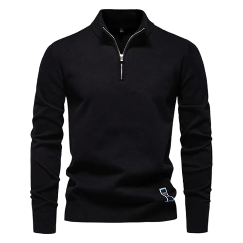 Mens Quarter Zip Pullover Sweaters Solid Color Casual Social Knit Sweaters