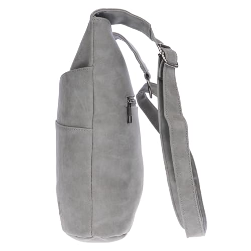 Christian Wippermann Damen Tasche Schultertasche Umhängetasche Crossover Bag Leder Optik Handtasche Grau