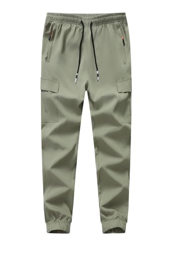 Image of Boys Cargo Joggers Pants Outdoor Youth Quick Dry Hiking Pants Lightweight Athletic Pants with Zipper Pockets