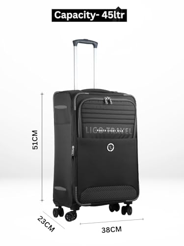 Image of Ligo Ligobags Polyester 8 Wheels 360 Degree Wall Street Soft-Sided Small Cabin Luggage Black Laptop Roller Case |20 Inch Trolley Bag