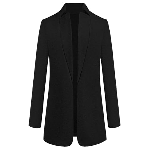 Vhersily Cardigan Blazer Langer Wintermantel Damenkragen, warm, Übergangsjacke, eleganter dünner Wollmantel mit langen Ärmeln, Trenchcoat, urbaner Stil für Business und...
