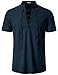 JEMITOP Men's Retro Renaissance Costume Short Sleeve Lace Up Shirts for Pirate Viking Medieval Vampire Halloween Cosplay Clothing Solid Navy Blue XXL