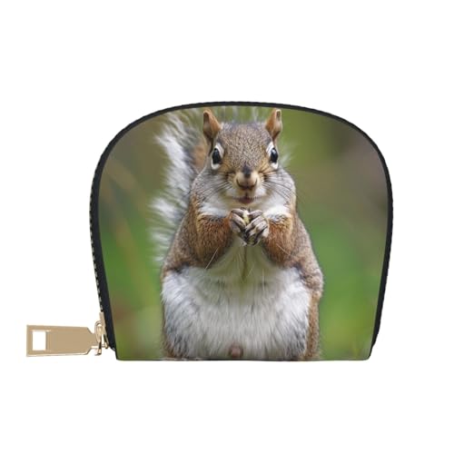 Red Squirrel Printed Credit Card Wallet for Women Men Cute Zipper Card Cases Holder Mini Coin Purse with 12 Card Slots2