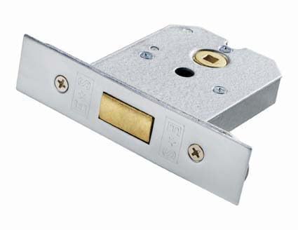 Kooples Hardware Flat Deadlock – Compact Mortice Lock for Internal Doors – Ideal for Privacy and Security – Suitable for Bathroom Turns and Keyed Escutcheons (Satin Chrome Plated, 76mm)