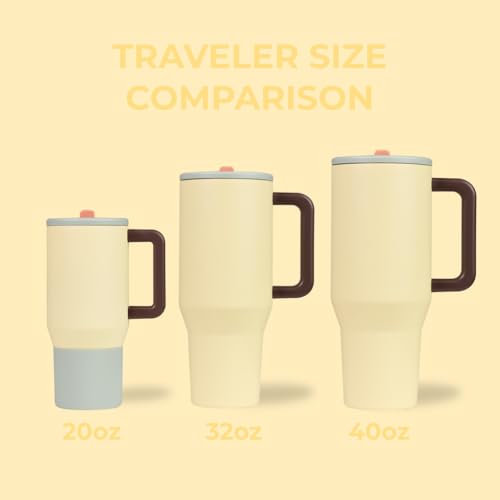 Image of HydroJug Traveler - 40 oz Water Bottle with Handle & Flip Straw - Fits in Cup Holder, Leak Resistant Tumbler-Reusable Insulated Stainless Steel & Rubber Base - Gifts for Women & Men, Sage