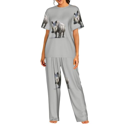 Pyjama court femme rhinocéros idéal pour vos soirées cocooning