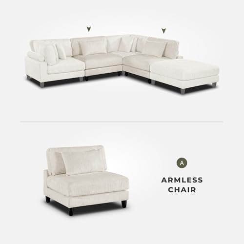 Sillón modular sin brazos beige microfibra miniatura 4