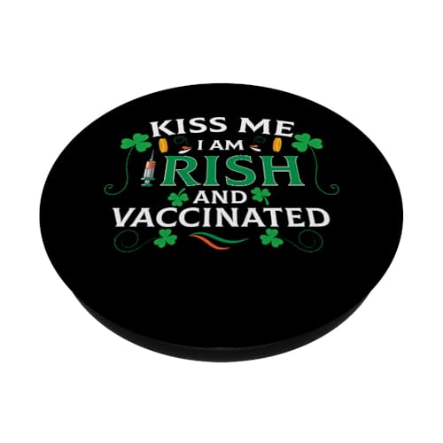 Kiss Me I'm Irish Vaccinated Funny St Patrick Day gift men PopSockets PopGrip Adhésif – vue 2