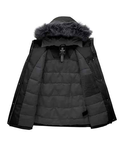 wantdo Women's Winter Coat Waterproof Puffer Jacket Thicken Parka with Fur Hood3