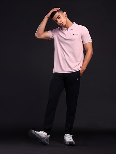 Image of TECHNOSPORT Men's Solid Polo T-Shirt MATPIQ Quick Dry Slim Fit Sports Tee for Gym Casual Smart Wear UPF50+ Anti Odour