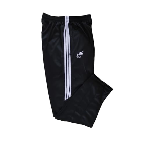 Image of Men's Polyester Track Pants | Sports & Gym Lower with White Stripes | Quick-Dry Running & Training Pants