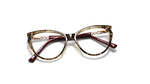 Óculos Armação Feminino Gatinho Com Lentes Sem Grau Ny-001 (Marrom-Degrade)