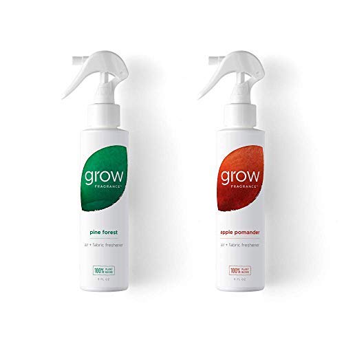 Grow Fragrance - Certified 100% Plant Based Air Freshener + Fabric Freshener Spray, Made with All Natural Essential Oils, 5oz Limited Edition Holiday Pack