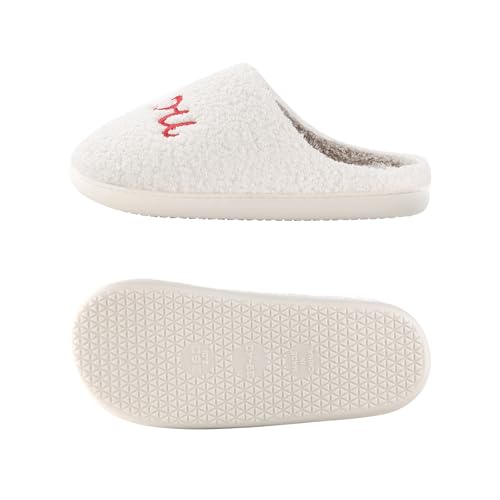 Image of Women's Men's Cute Fuzzy Heart Slippers Memory Foam Fluffy Couple Slippers Cozy House Indoor Outdoor Shoes