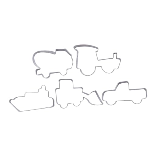 Cabilock 5stücke Edelstahl Ausstechformen Baustellenfahrzeuge Keksformen Für Diy Backen Muffins Brot Plätzchen Sichere Backform Backzubehör