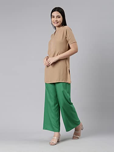 Image of GO COLORS Soft Viscose Basic Palazzo Full Length for Women| Breathable, Mid Rise, Relaxed Fit
