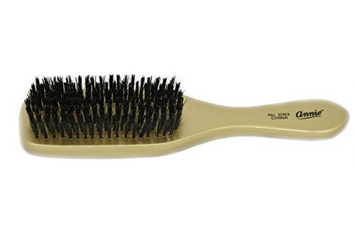hard wave BOAR BRISTLE WAVE HAIR BRUSH durag gold color, reinforced bristles, hard bristle, natural wood, wood handle, gold finish, polished gold, long hair, short hair, wavy hair, curly hair,