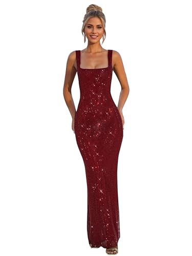 Image of Glitter Sequin Prom Dress for Bachelorette,Birthday,Holiday | Elegant Fully Lined Sparkly Rhinestone Long Dresses for Women Birthday /Formal Galas /Wedding Guest /NYE /Homecoming