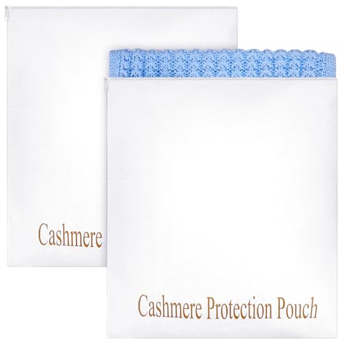 GliCraft 2 Pcs Cashmere Sweater Storage Bags with integrated Cedar Wood Breathable Washable Cotton Pouch Bags for Cashmere Wool Sweaters Storage Protection