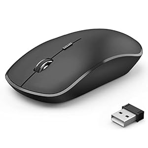 Wireless Mouse for Laptop, J JOYACCESS 2.4G Ultra Thin Silent Mouse, with USB Nano 2400 DPI Portable Mobile Optical Cordless Mouse Mice for Laptop, PC, Computer, Mac – Black