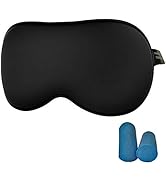 Sleep Eye Mask, PJYU Soft Silk Fabric Sleeping Eye Mask with Adjustable Strap and Ear Plugs, Natu...