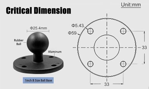 Image of Strg 1'' Ball Mount with Aluminum Alloy Round Plate, 1 Inch Ball Mount Base with AMPS Holes Compatible with RAM Mount 1 Inch /B Size / 25MM Ball Double Socket Arms