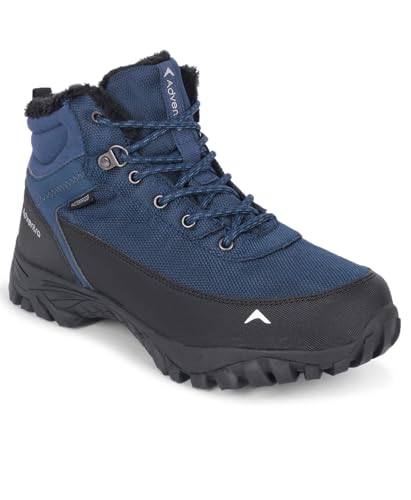 Image of Edge ET 1100 Men's Waterproof Mountain Trekking Hiking Boots, Mid-Top, Round Toe, Blue, Anti-Slip Grip