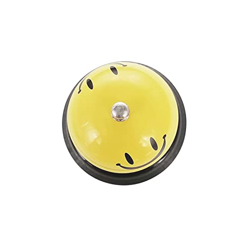 2 Pack Call Bell, 3.35" Diameter Metal Bell, Service Bell For Desk, Hotels, School, Restaurant, Smile Yellow #TOP3