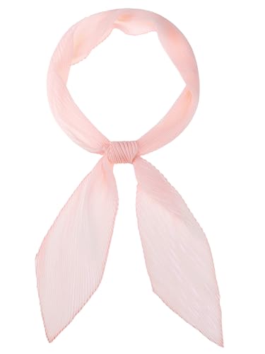 Women Pleated Pure Chiffon Long Scarves, Solid Color Semi Sheer Stretchy Gauze Hair Band Neck Scarf