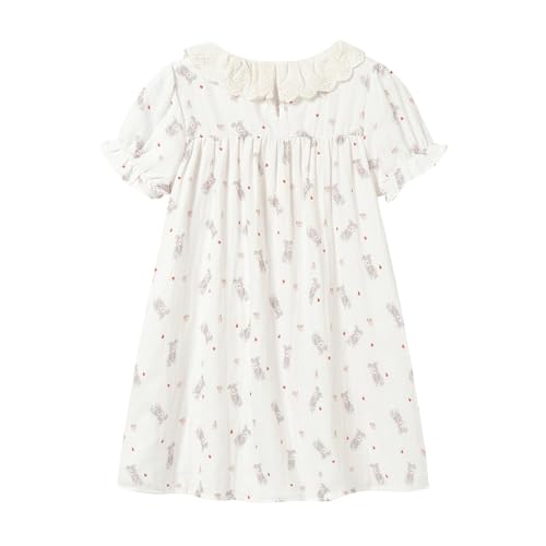 Mud Kingdom Girls Nightgown Dress Ruffle Lace with Short Sleeve Summer Sleep Dresses2