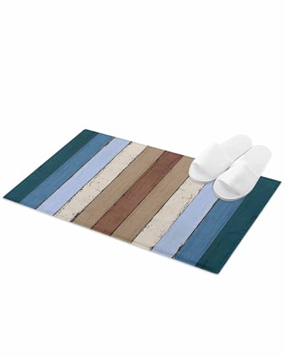 Tapete Plush Azul Marino y Marrón Antideslizante 18 x 30 pulgadas miniatura 2