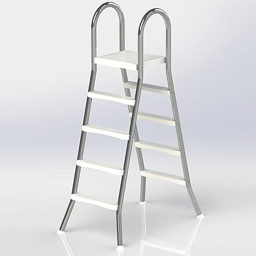 Escalera para piscina alta 52 pulgadas, blanca miniatura 3