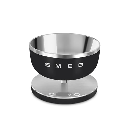 Báscula de cocina digital Smeg con pantalla LED y acabado negro mate