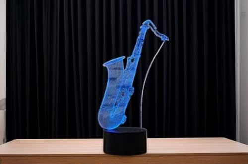 Lámpara de Mesa de Noche Ilusión 3D Saxofón con Control Remoto miniatura 6