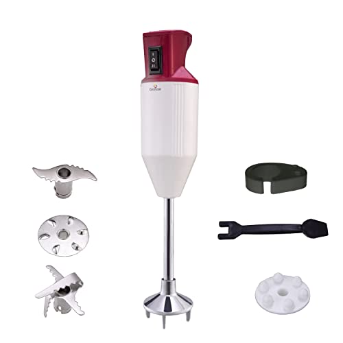GRINISH Hand Blender Machine Stainless Steel Blade 300 Watt 230 V Whisk & Milk Frother for Making Smoothies |(Red)