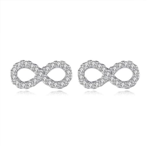 Tiny Infinity CZ Studs Earrings for Women Silver Plated Crystal Figure 8 Cartilage Tragus Stud...