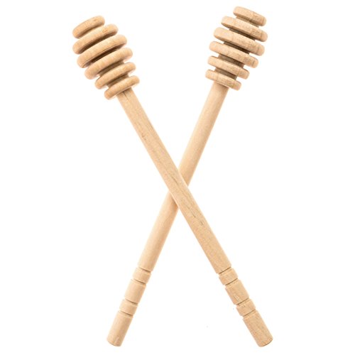 Honey Dipperz 2 PACK - 6" Inches Long (16cm) Wooden Honey Dipper Drizzler