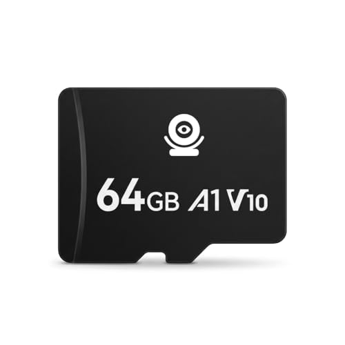 Secupoe Tarjeta de memoria TF de 64 GB clase 10 FAT32 de alta velocidad para lectura/escritura para cámara de seguridad, grabación 24/7, color negro